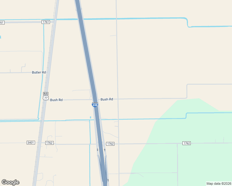 map of restaurants, bars, coffee shops, grocery stores, and more near 14926 Bush Road in Raymondville