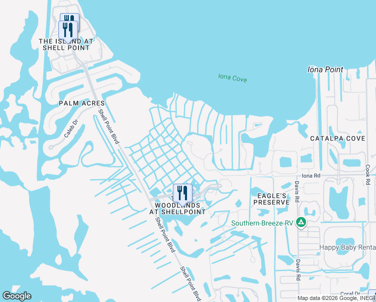 map of restaurants, bars, coffee shops, grocery stores, and more near 13960 Blenheim Trail Road in Fort Myers