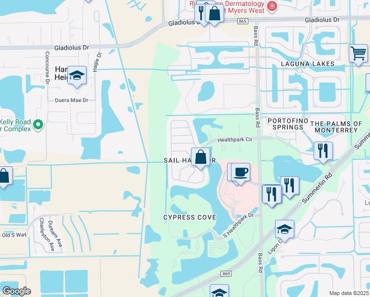 map of restaurants, bars, coffee shops, grocery stores, and more near 9814 Quinta Artesa Way in Fort Myers