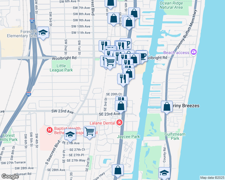 map of restaurants, bars, coffee shops, grocery stores, and more near 1935 South Federal Highway in Boynton Beach