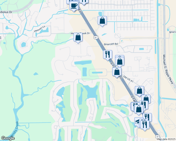 map of restaurants, bars, coffee shops, grocery stores, and more near 6051 Jonathans Bay Circle in Fort Myers