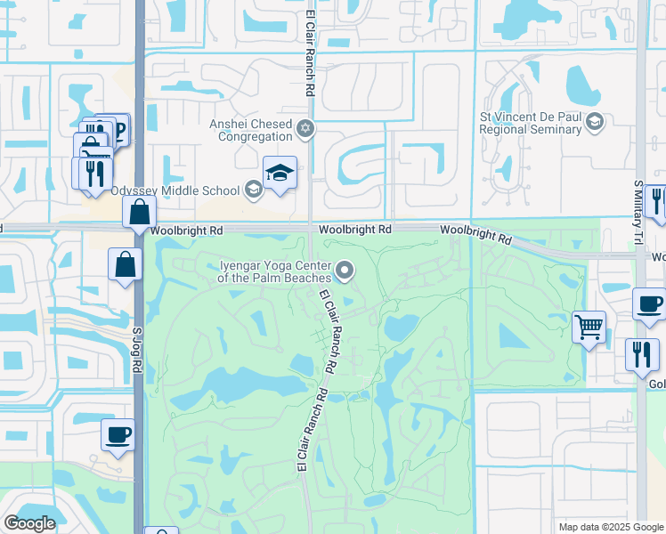 map of restaurants, bars, coffee shops, grocery stores, and more near 11205 Green Lake Drive in Boynton Beach