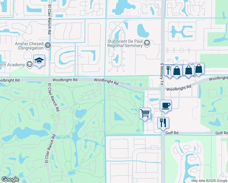 map of restaurants, bars, coffee shops, grocery stores, and more near 5373 Stonybrook Lane in Boynton Beach