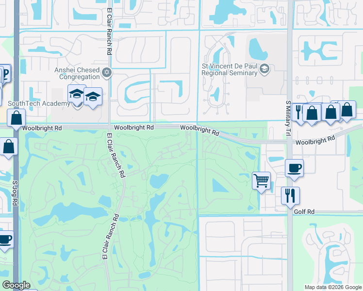 map of restaurants, bars, coffee shops, grocery stores, and more near 5626 Ainsley Court in Boynton Beach