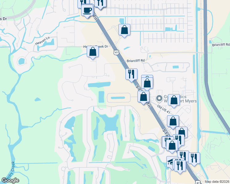 map of restaurants, bars, coffee shops, grocery stores, and more near 6100 Jonathon Bay Circle in Fort Myers