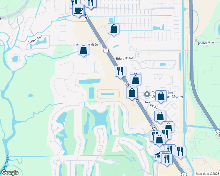 map of restaurants, bars, coffee shops, grocery stores, and more near 6020 Jonathans Bay Circle in Fort Myers