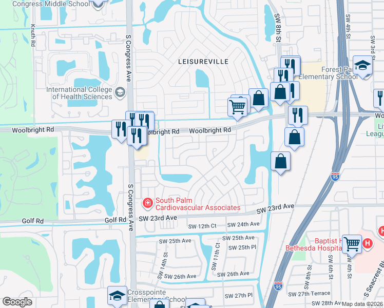 map of restaurants, bars, coffee shops, grocery stores, and more near 2011 Vastine Drive in Boynton Beach