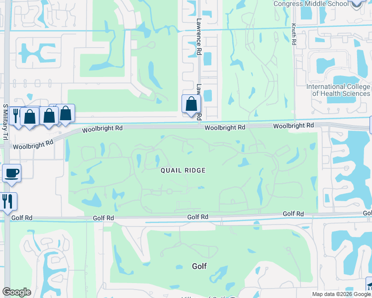 map of restaurants, bars, coffee shops, grocery stores, and more near 4014 Quail Ridge Drive North in Boynton Beach
