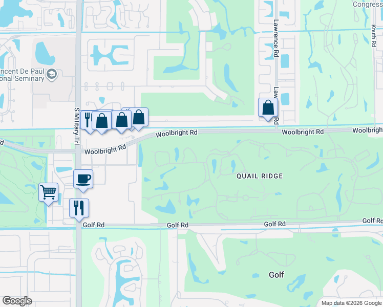 map of restaurants, bars, coffee shops, grocery stores, and more near 4419 Sanderling Lane in Boynton Beach