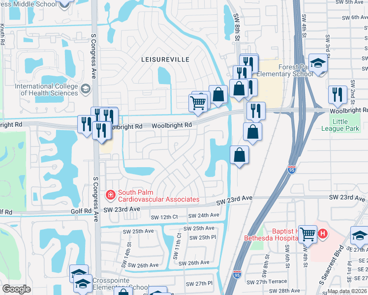 map of restaurants, bars, coffee shops, grocery stores, and more near 1714 Southwest 19th Drive in Boynton Beach