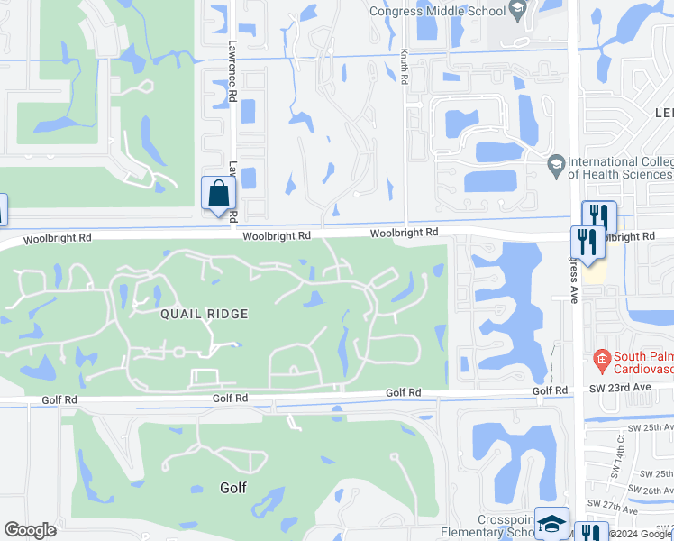 map of restaurants, bars, coffee shops, grocery stores, and more near 11106 Quail Covey Road in Boynton Beach