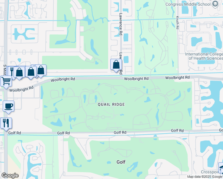 map of restaurants, bars, coffee shops, grocery stores, and more near 4014 Quail Ridge Drive North in Boynton Beach