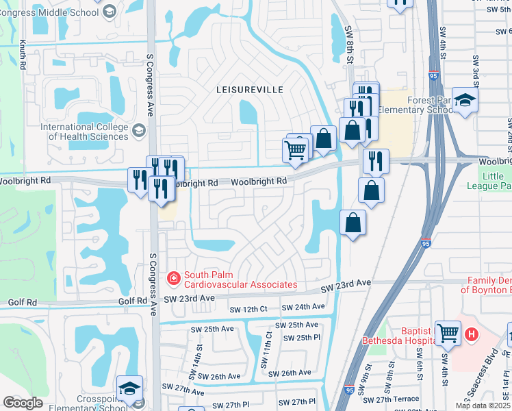 map of restaurants, bars, coffee shops, grocery stores, and more near 1706 Southwest 20th Street in Boynton Beach