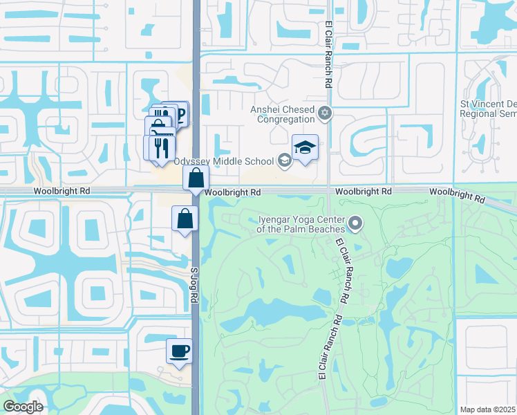 map of restaurants, bars, coffee shops, grocery stores, and more near 11213 Aspen Glen Drive in Boynton Beach