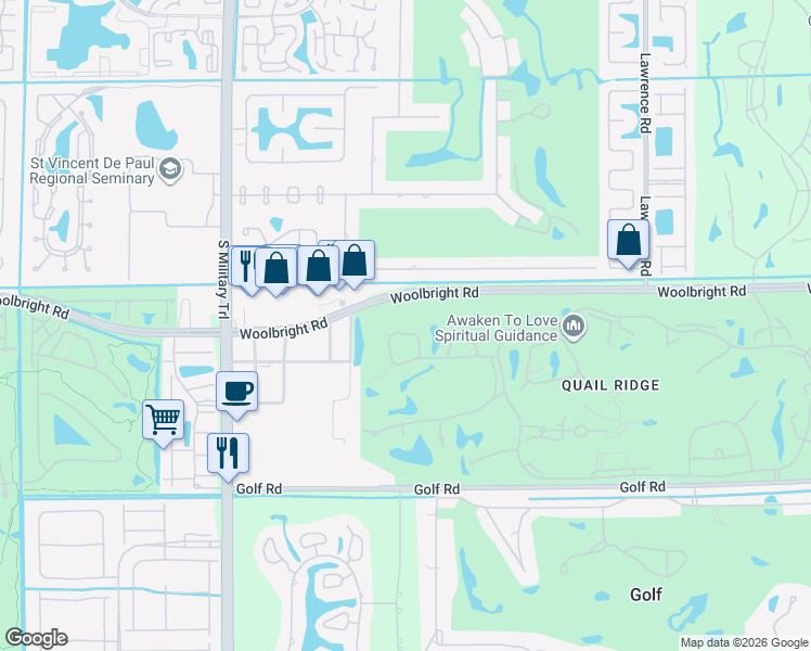 map of restaurants, bars, coffee shops, grocery stores, and more near 4601 West Sanderling Circle in Boynton Beach