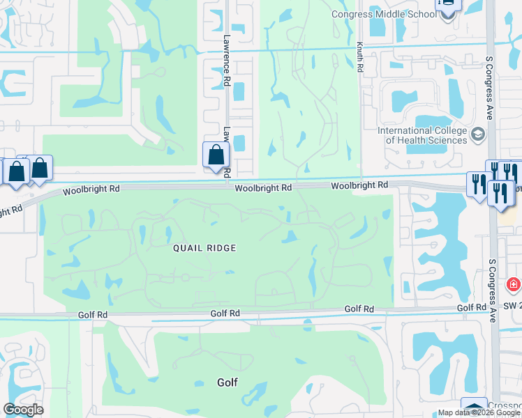 map of restaurants, bars, coffee shops, grocery stores, and more near 3897 North Quail Ridge Drive in Boynton Beach