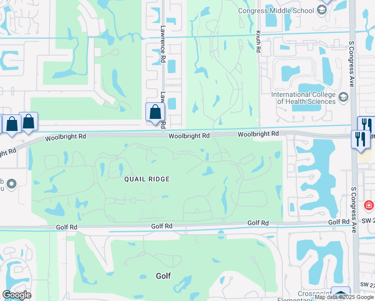 map of restaurants, bars, coffee shops, grocery stores, and more near 3897 North Quail Ridge Drive in Boynton Beach