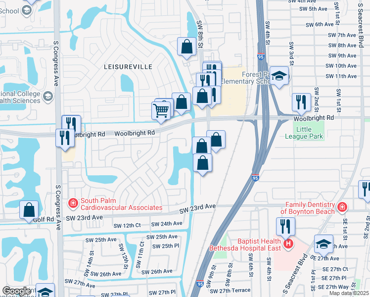 map of restaurants, bars, coffee shops, grocery stores, and more near 1390 Southwest 17th Avenue in Boynton Beach