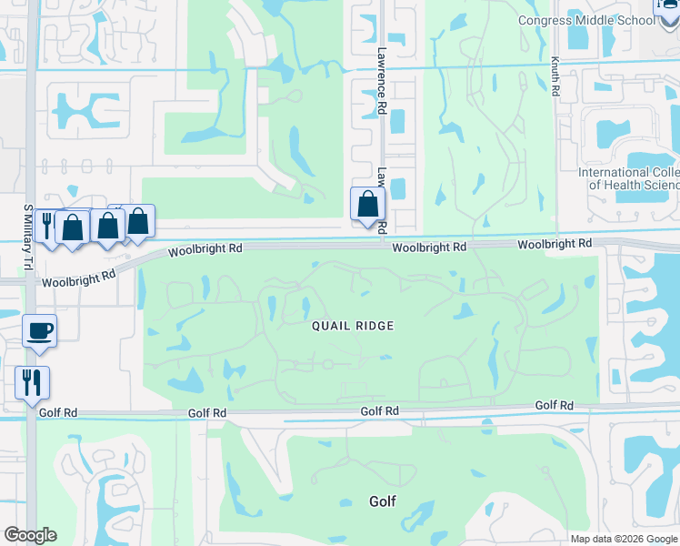 map of restaurants, bars, coffee shops, grocery stores, and more near 4100 Woolbright Road in Boynton Beach
