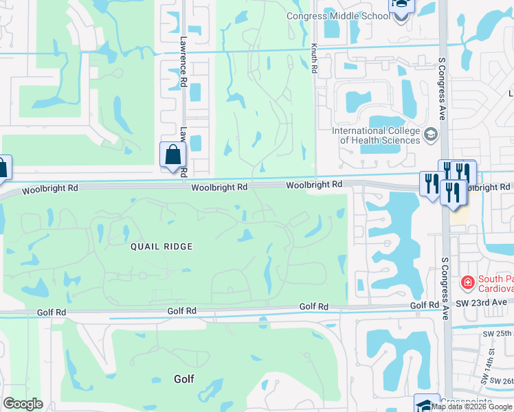 map of restaurants, bars, coffee shops, grocery stores, and more near 11302 Quail Covey Road in Boynton Beach