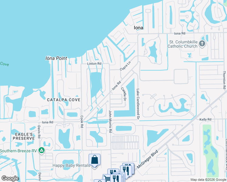 map of restaurants, bars, coffee shops, grocery stores, and more near in Iona