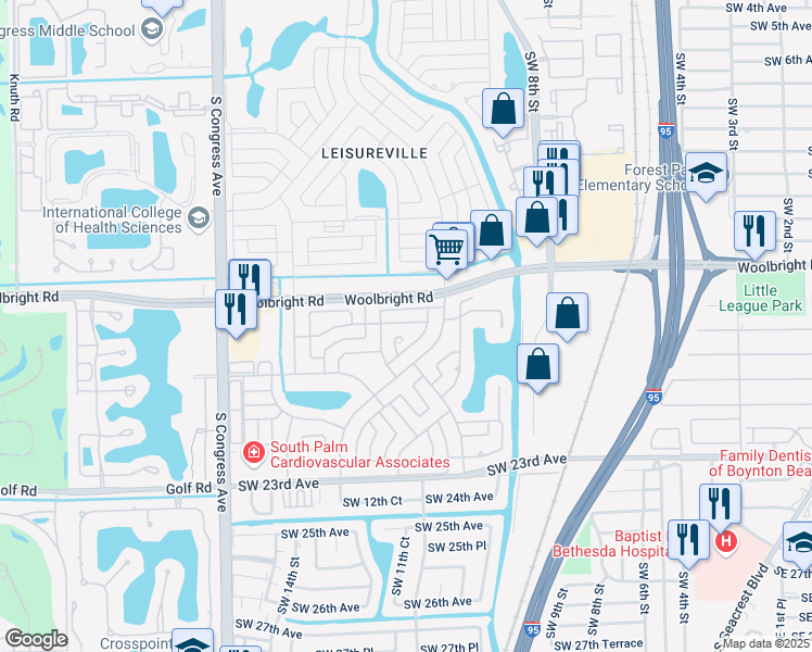 map of restaurants, bars, coffee shops, grocery stores, and more near 1915 Southwest 17th Avenue in Boynton Beach