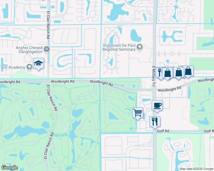 map of restaurants, bars, coffee shops, grocery stores, and more near 11063 Oakdale Road in Boynton Beach