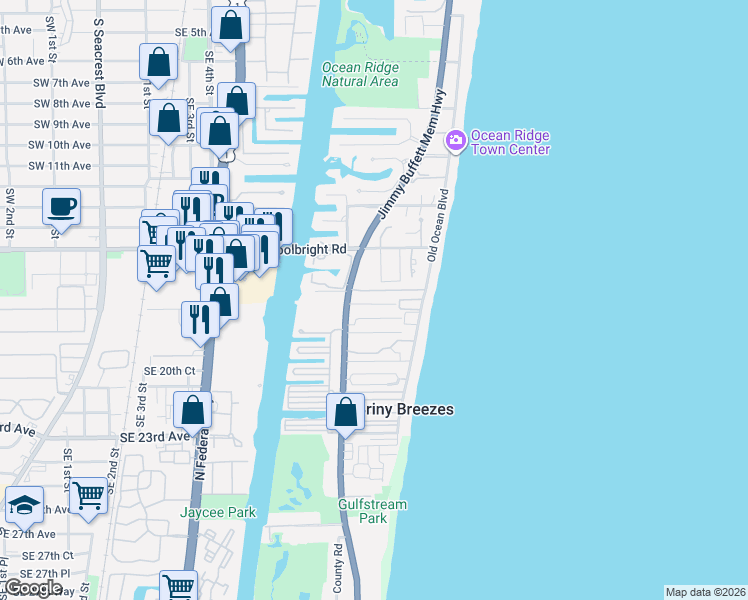 map of restaurants, bars, coffee shops, grocery stores, and more near 7 Fayette Drive in Boynton Beach