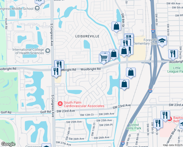 map of restaurants, bars, coffee shops, grocery stores, and more near 1915 Southwest 17th Avenue in Boynton Beach