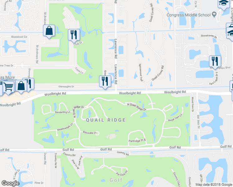 map of restaurants, bars, coffee shops, grocery stores, and more near 4100 Woolbright Road in Boynton Beach