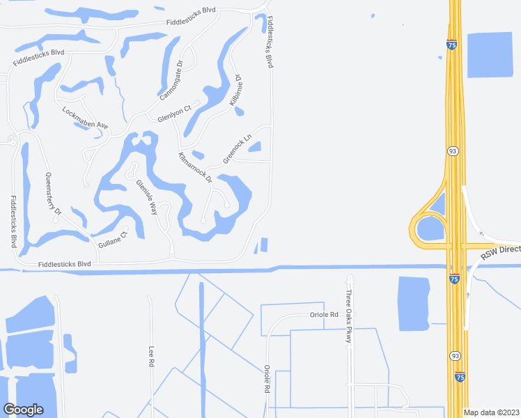 map of restaurants, bars, coffee shops, grocery stores, and more near 15244 Fiddlesticks Boulevard in Fort Myers