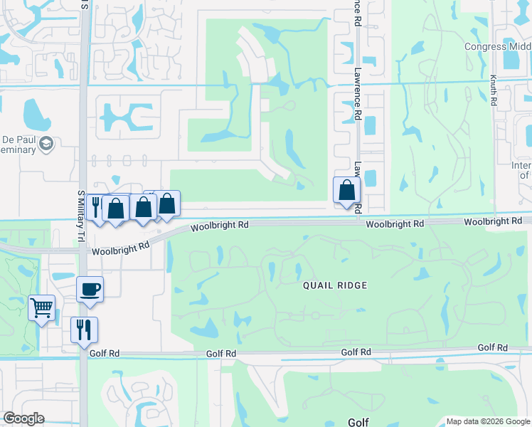 map of restaurants, bars, coffee shops, grocery stores, and more near 4338 Gleneagles Drive in Boynton Beach
