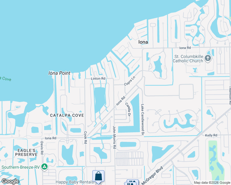 map of restaurants, bars, coffee shops, grocery stores, and more near 15661 John Morris Road in Fort Myers