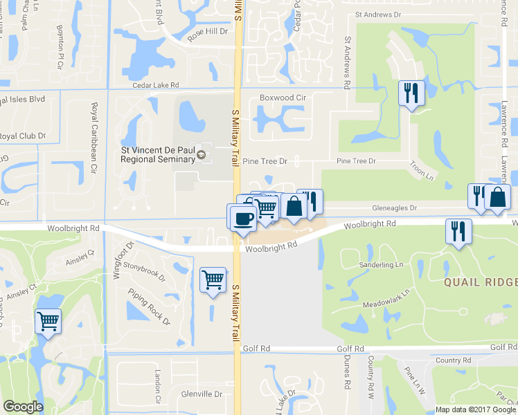 map of restaurants, bars, coffee shops, grocery stores, and more near 10933 Stafford Circle South in Boynton Beach