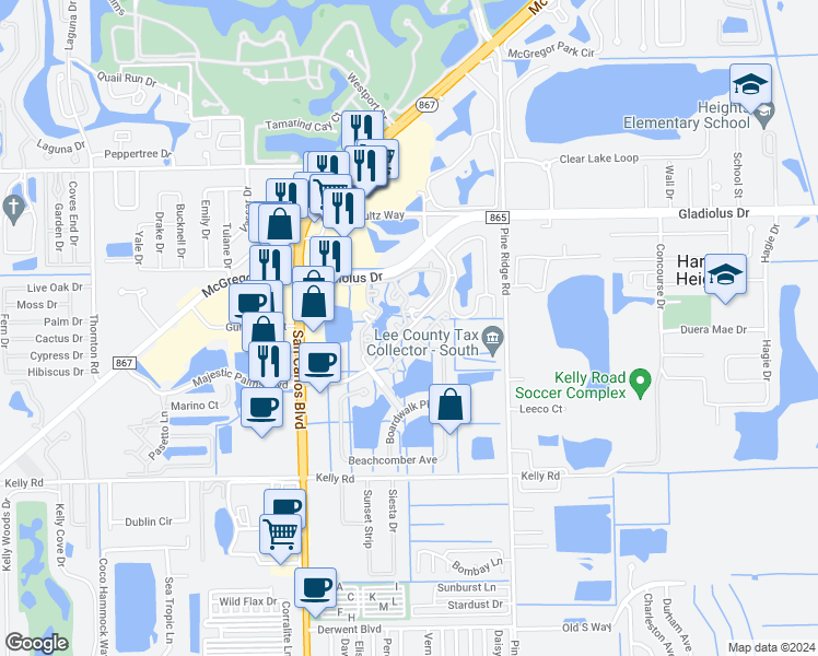 map of restaurants, bars, coffee shops, grocery stores, and more near 15645 Ocean Walk Dr in Iona