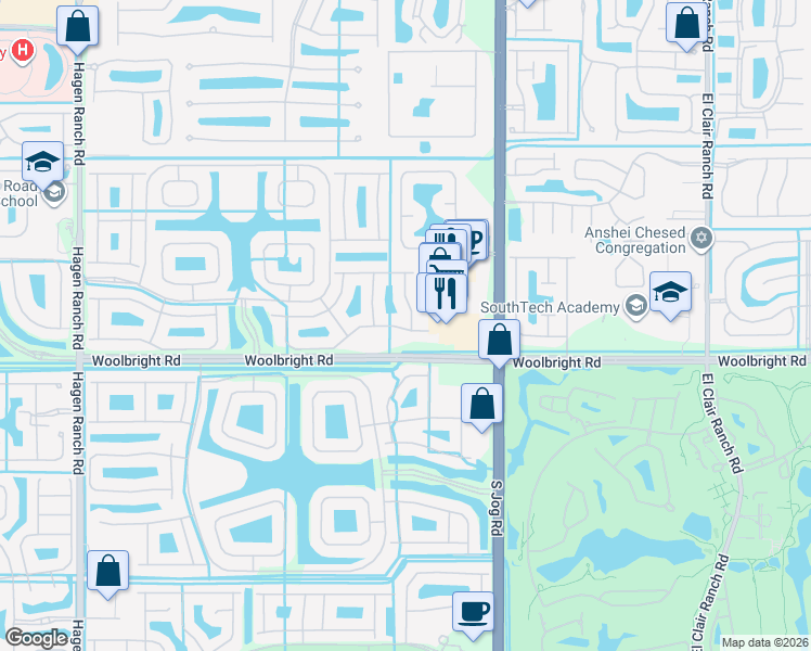 map of restaurants, bars, coffee shops, grocery stores, and more near 10901 Green Valley Walk in Boynton Beach
