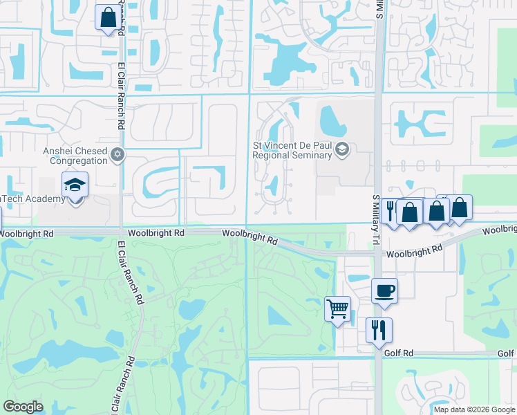 map of restaurants, bars, coffee shops, grocery stores, and more near 10939 Roebelini Palm Court in Boynton Beach