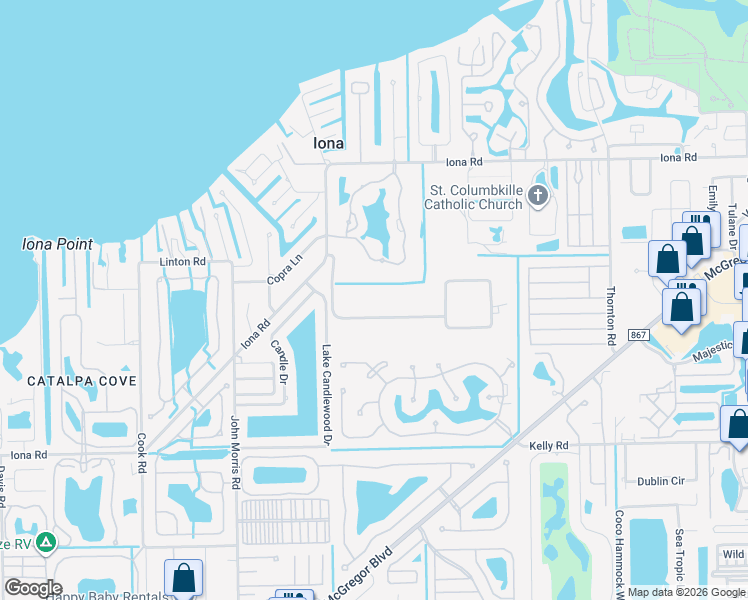 map of restaurants, bars, coffee shops, grocery stores, and more near 12674 Summerwood Drive in Fort Myers