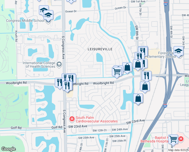 map of restaurants, bars, coffee shops, grocery stores, and more near 2080 Southwest 14th Avenue in Boynton Beach
