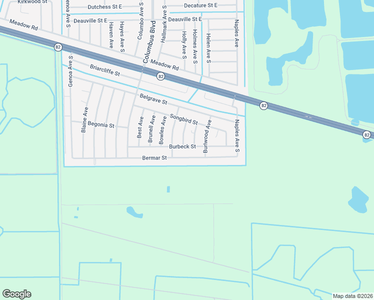 map of restaurants, bars, coffee shops, grocery stores, and more near 1246 Bermar Street in Fort Myers