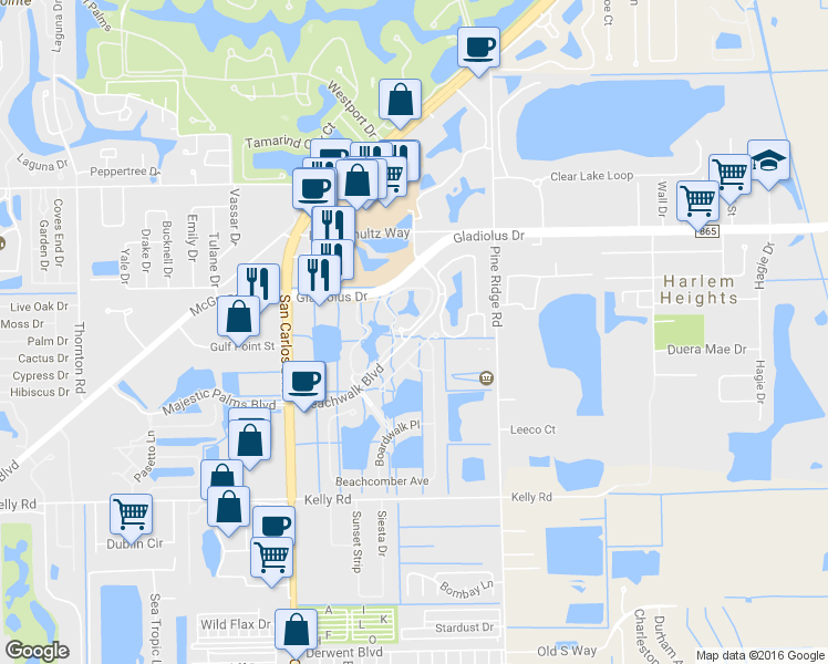 map of restaurants, bars, coffee shops, grocery stores, and more near 15605 Ocean Walk Dr in Iona