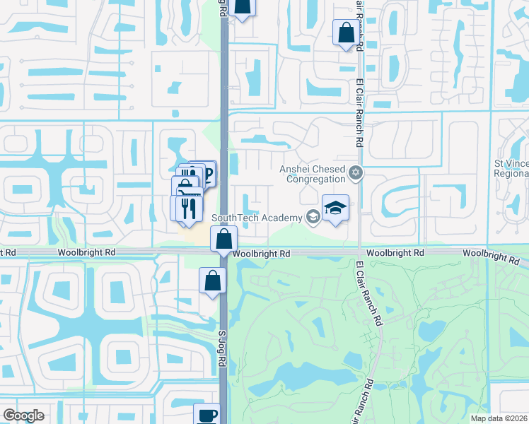 map of restaurants, bars, coffee shops, grocery stores, and more near 10833 Madison Drive in Boynton Beach