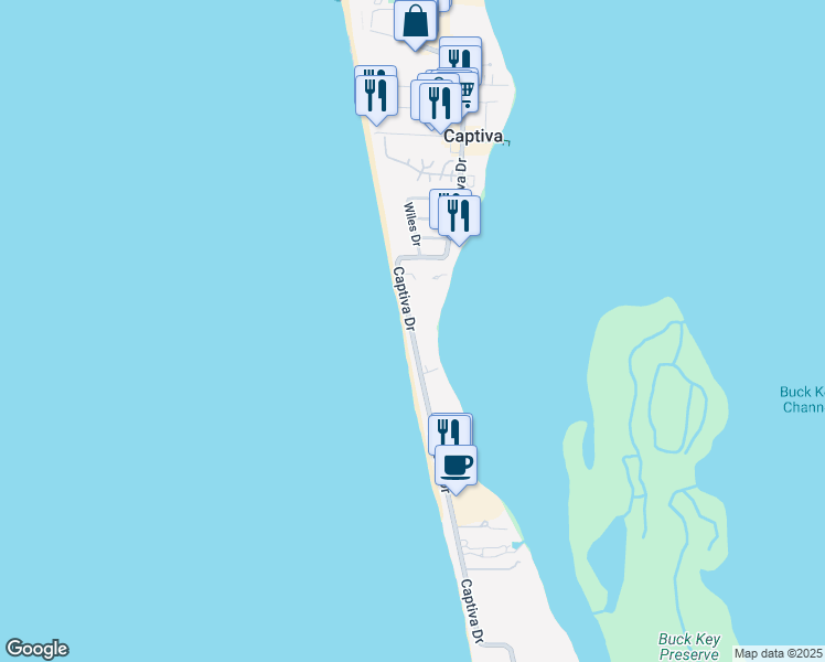 map of restaurants, bars, coffee shops, grocery stores, and more near 15661 Captiva Drive in Captiva