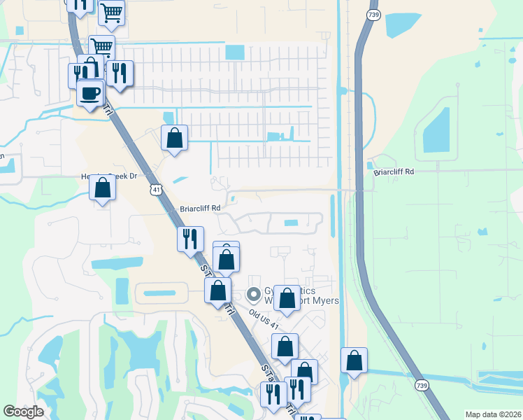 map of restaurants, bars, coffee shops, grocery stores, and more near 5930 Grey Fox Run in Fort Myers