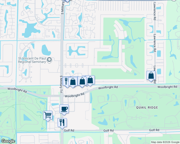 map of restaurants, bars, coffee shops, grocery stores, and more near 10860 Gleneagles Road in Boynton Beach