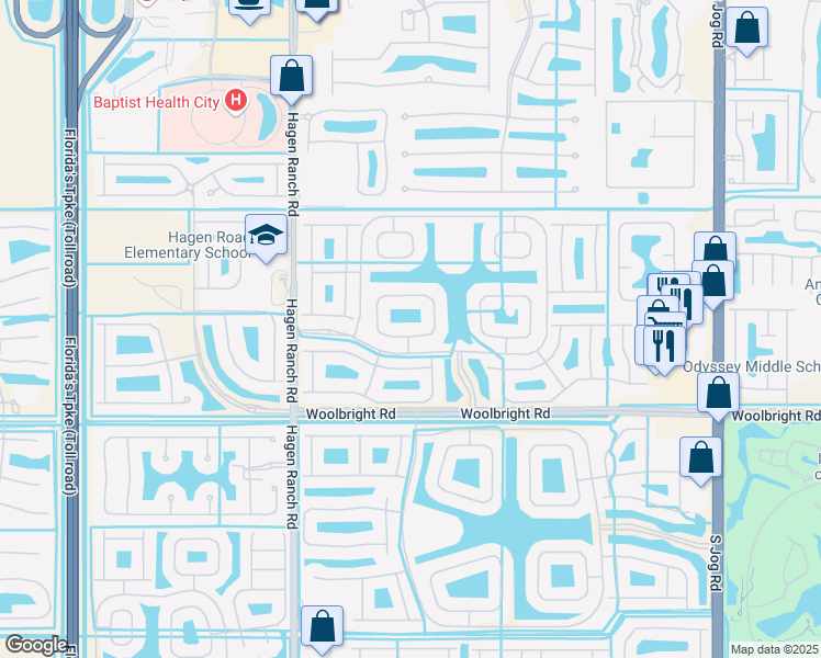 map of restaurants, bars, coffee shops, grocery stores, and more near 6934 Great Falls Circle in Boynton Beach