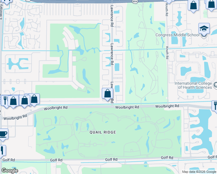 map of restaurants, bars, coffee shops, grocery stores, and more near 10830 Greentrail Drive South in Boynton Beach