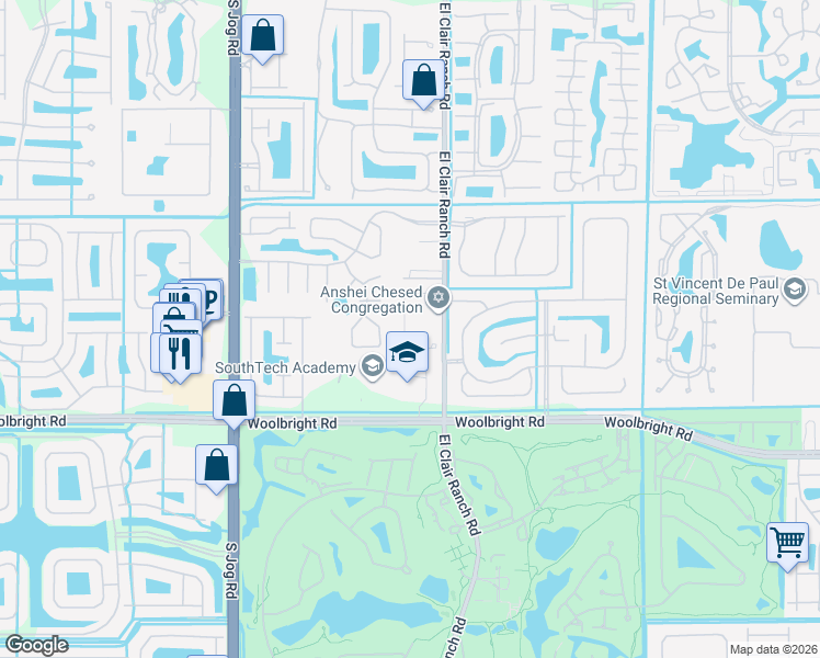 map of restaurants, bars, coffee shops, grocery stores, and more near 10808 Lake Wynds Court in Boynton Beach