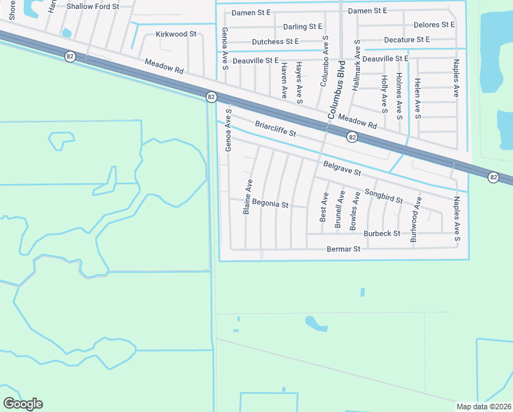 map of restaurants, bars, coffee shops, grocery stores, and more near 1253 Blaine Avenue in Fort Myers