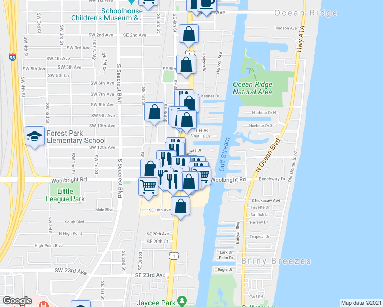 map of restaurants, bars, coffee shops, grocery stores, and more near 647 Snug Harbor Drive in Boynton Beach